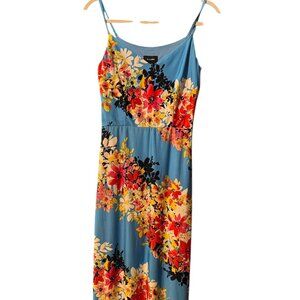 b.calm Blue Floral Maxi Dress | Spaghetti Straps Boho Sundress | Size S